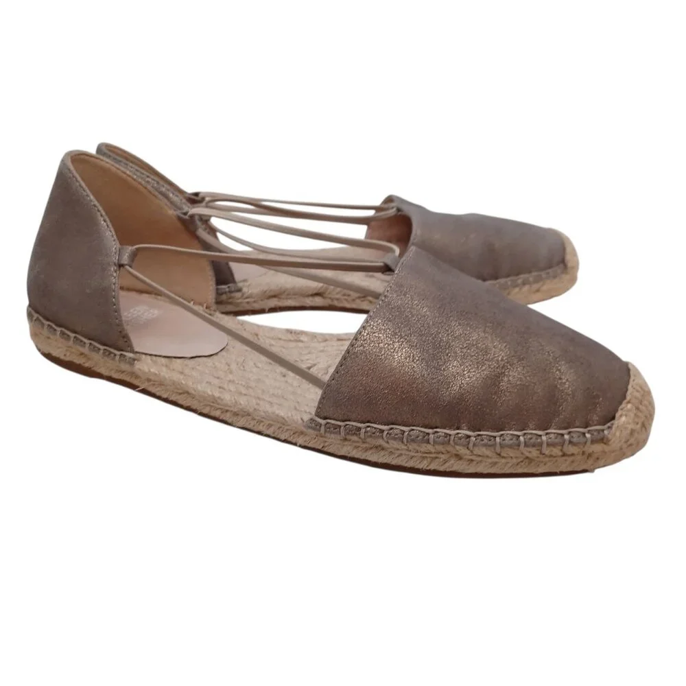 Eileen Fisher Espadrille Flats Lee‎ Metallic Leather Sandals Womens 9